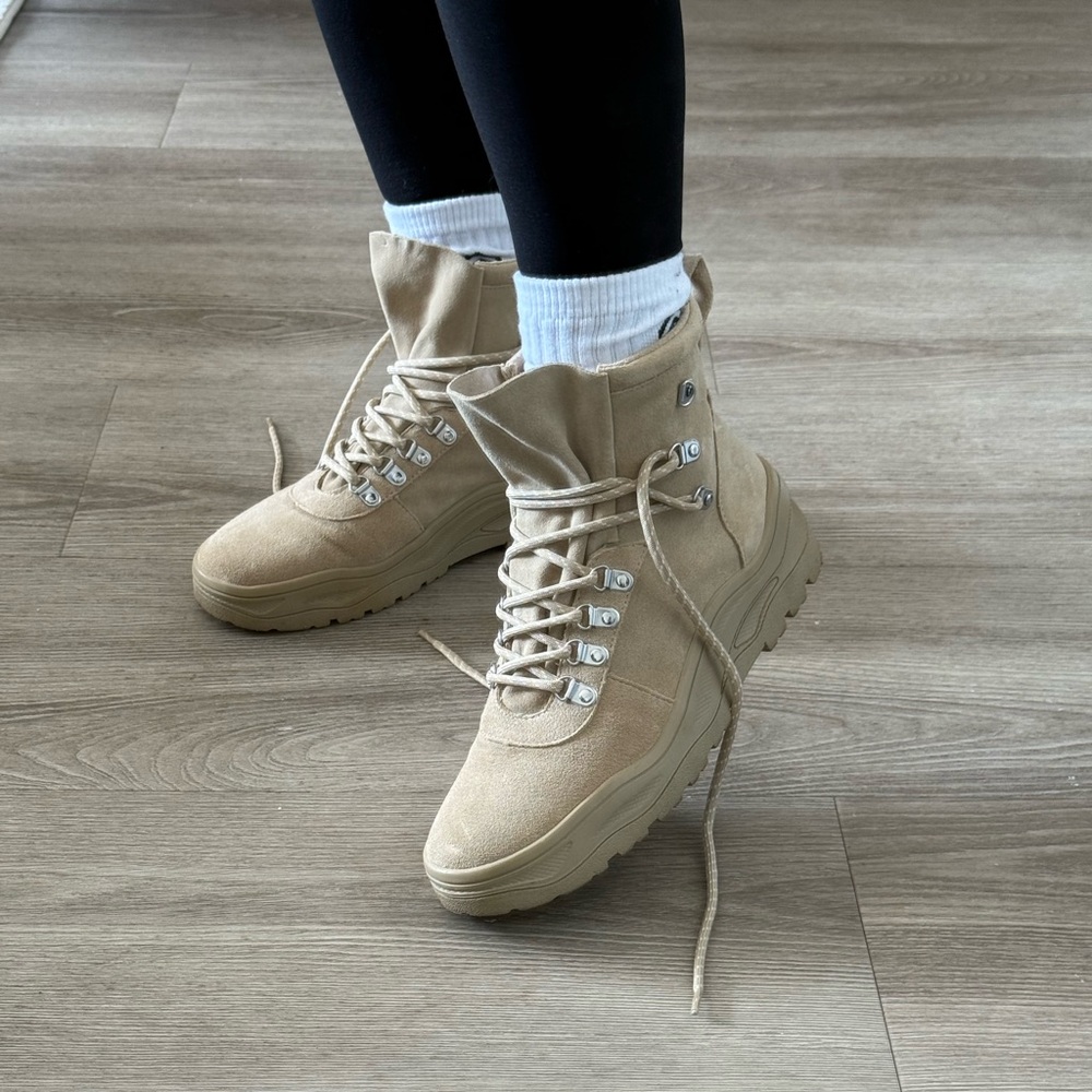 Steve Madden Tan Lace-Up Ankle Booties